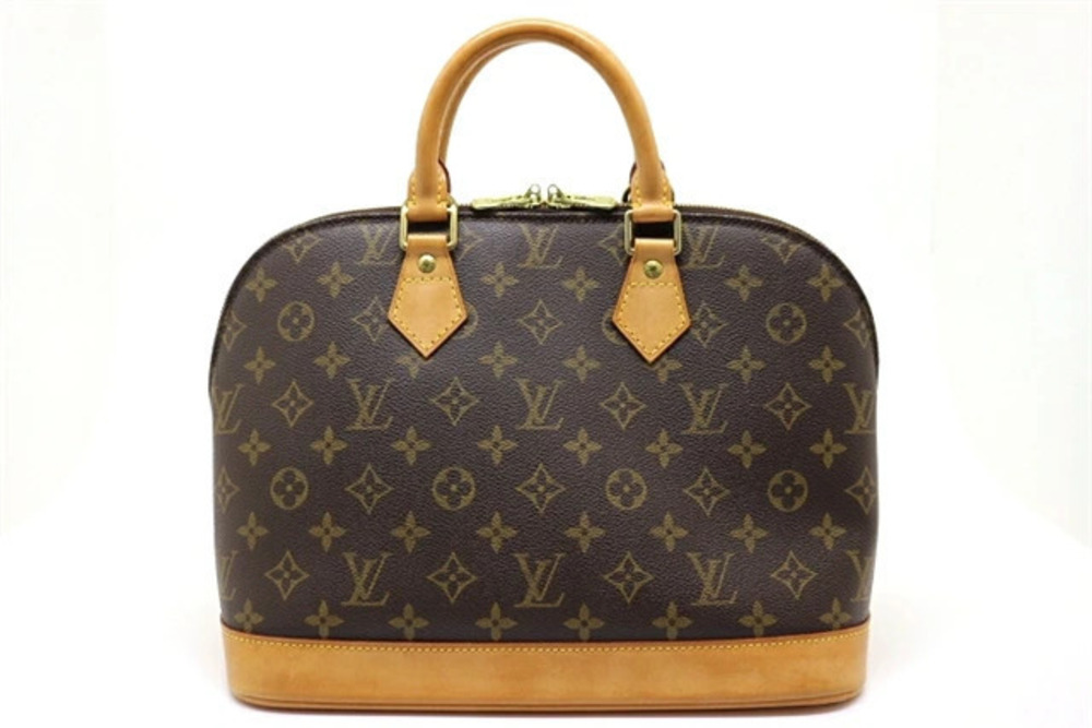 LOUIS VUITTON Alma Monogram Handbag Leather Brown